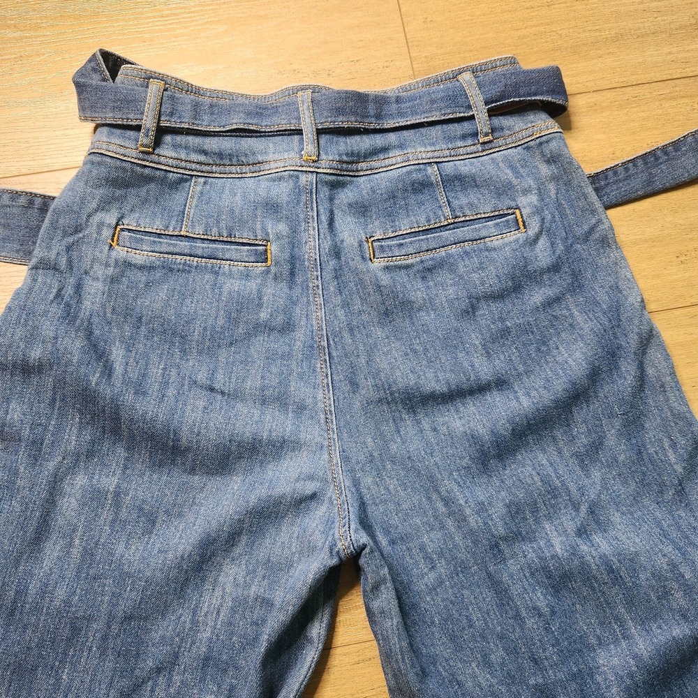 Pilcro Anthropologie High-Rise Wide-Leg Cropped Belted Jeans Sz 28 - Picture 10 of 13